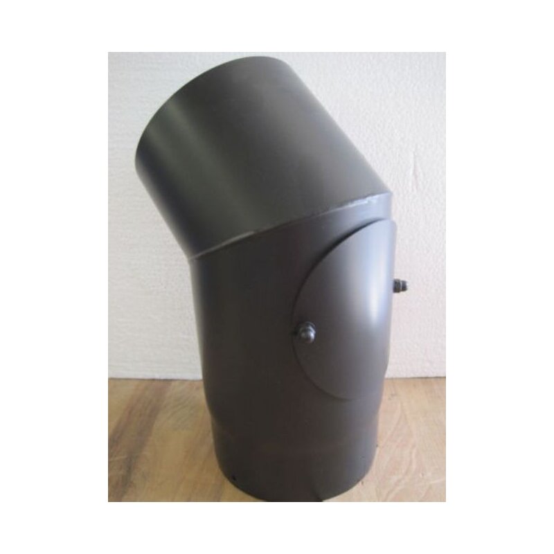 Rauchrohrbogen 45° mit Reinigungsöffnung 135 x 135 mm Ø 150 x 2 mm, Farbe schwarz