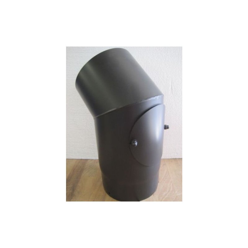 Rauchrohrbogen 45° mit Reinigungsöffnung 135 x 135 mm Ø 150 x 2 mm, Farbe schwarz