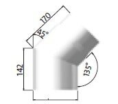 Jotul/Scan Rauchrohrbogen 45° Ø 130 x 2,3 mm, Weiß Emaille