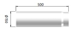 Jotul/Scan Rauchrohr Ø 150 x 500 x 2,3 mm, Weiß Emaille