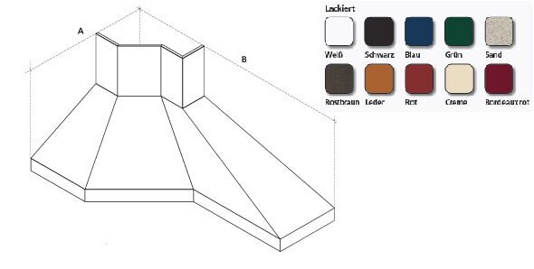 Dunstabzugshaube Rizzoli - Eckhaube - 1 verlängerte Seite - lackiert