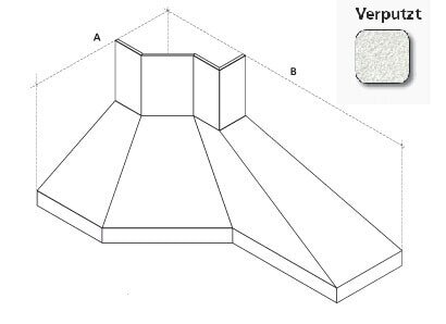 Dunstabzugshaube Rizzoli - Eckhaube - 1 verlängerte Seite - verputzt