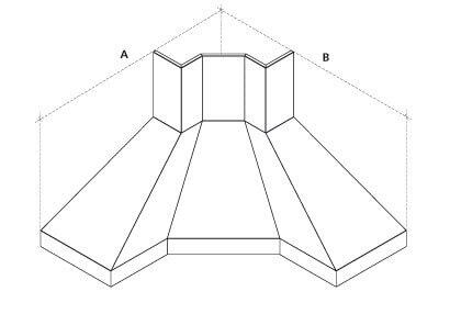 Dunstabzugshaube Rizzoli - Eckhaube - 2 verlängerte Seiten - Edelstahl (Inox)