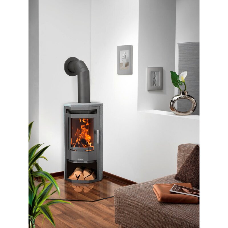 Kaminofen Justus Usedom 5 - 5,5 kW - Stahl Schwarz - Verkleidung Speckstein