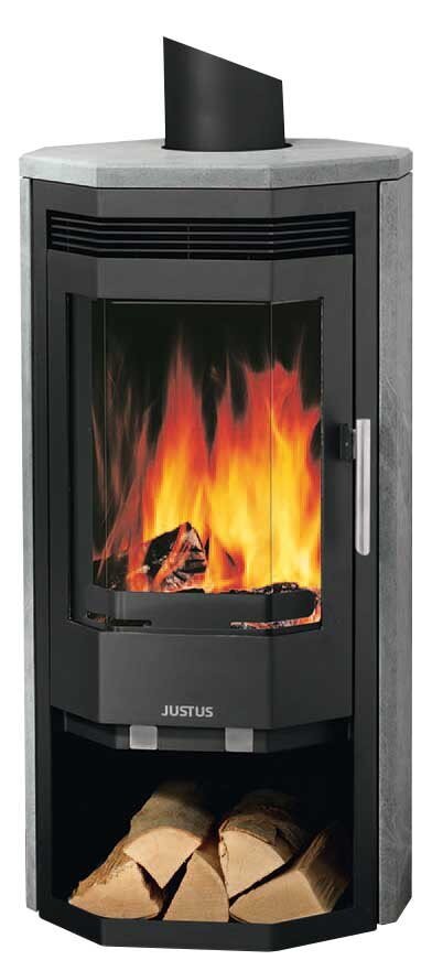 Kaminofen Justus Usedom 5 - 5,5 kW - Stahl Schwarz - Verkleidung Speckstein