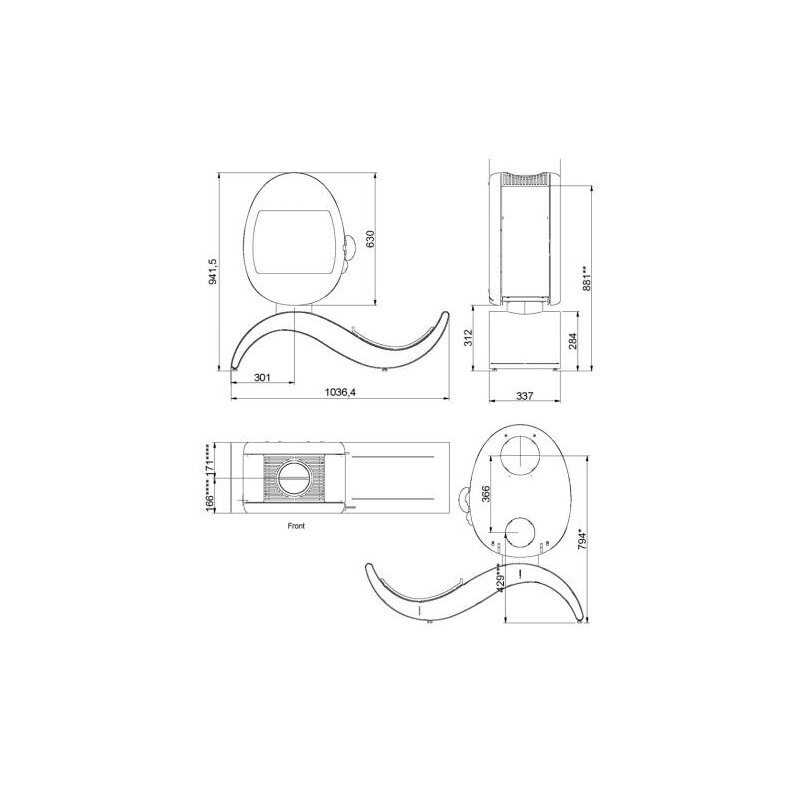 Kaminofen SCAN 66-5 S-Curve inkl. S-Sockel - 5 kW - Schwarz
