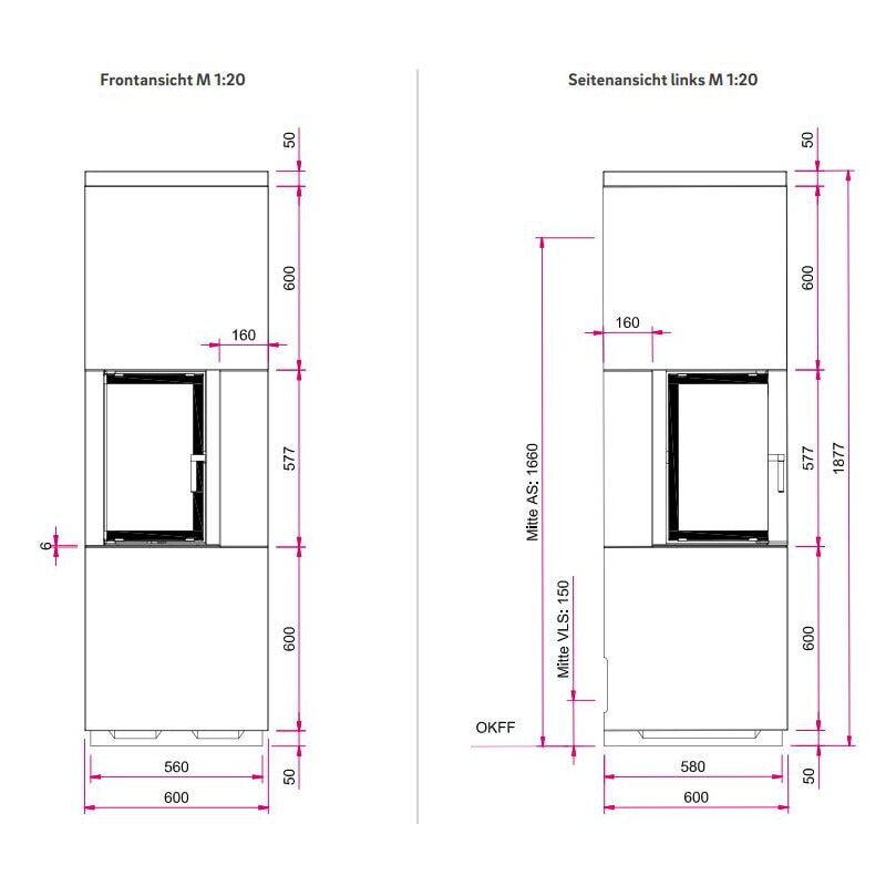 Kaminbausatz Camina S3 - 7 kW - Speicherkamin