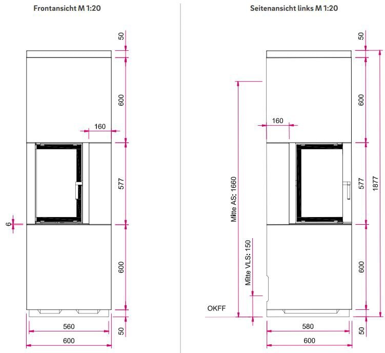 Kaminbausatz Camina S3 - 7 kW - Speicherkamin