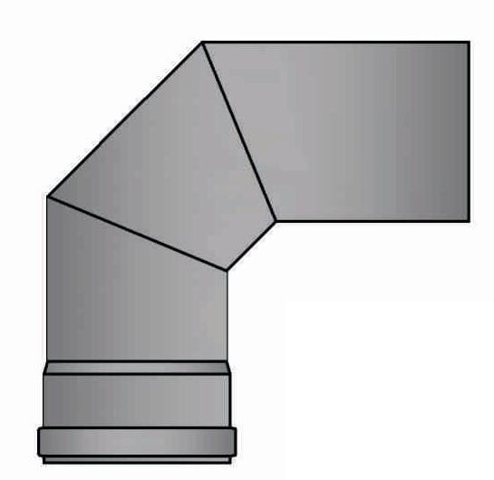Pelletrauchrohrbogen 3-teilig 90° Ø 100 x 1,2 mm