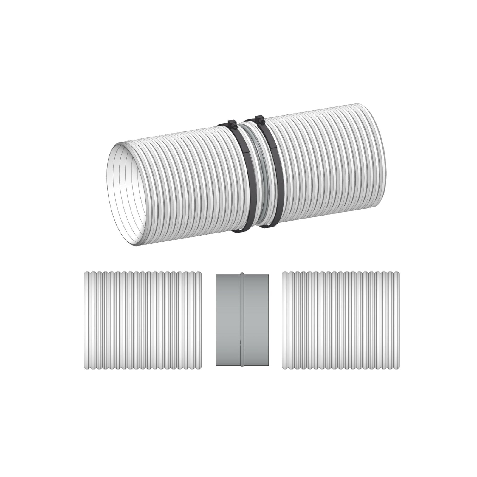 Steckverbinder für Alu-Flexrohr, Länge 85mm, verzinkt