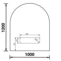 Bodenplatte B3 Glas 6mm - Rundbogen 1200 x 1000 mm mit Loch