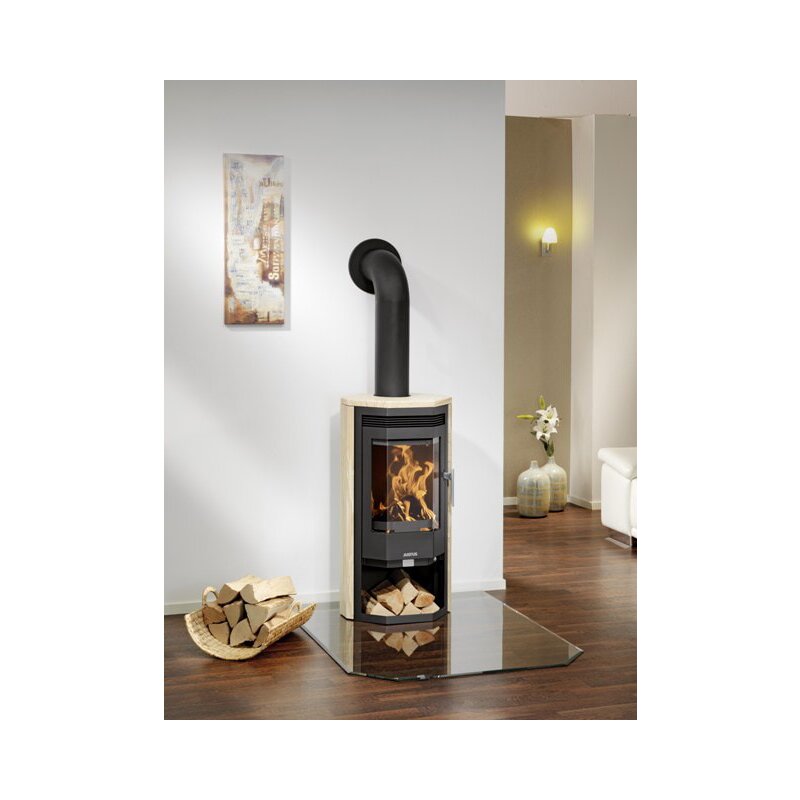 Kaminofen Justus Usedom 5 D - 5,5 kW - Stahl Schwarz - Verkleidung Sandstein