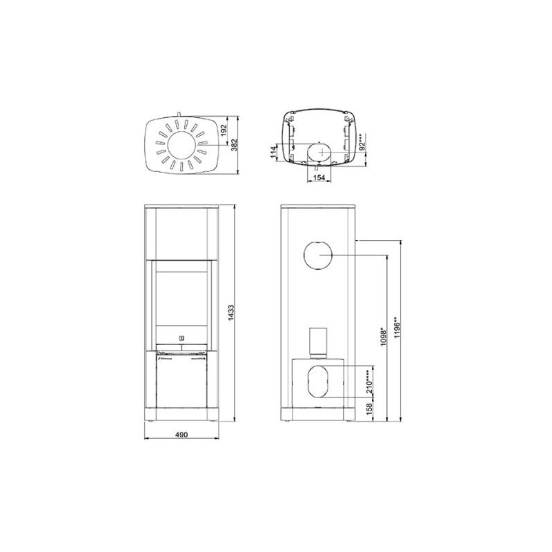 Kaminofen SCAN 65-9 Hightop Stahlmodell ohne Seitenfenster - 6 kW - Schwarz