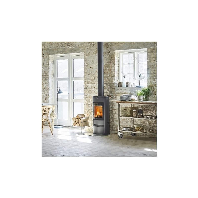 Kaminofen SCAN 68-13 Low Base, Griffe und Leisten schwarz - 5,5 kW