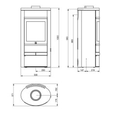 Kaminofen SCAN 68-13 Low Base, Griffe und Leisten schwarz - 5,5 kW