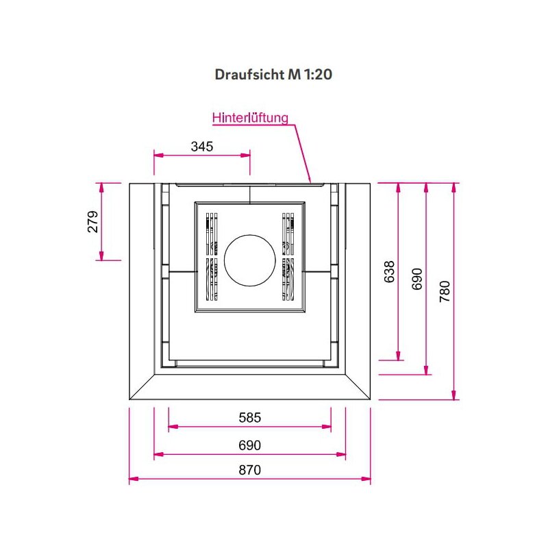 Kaminbausatz Camina S12 Kurz - 4 kW - Speicherkamin