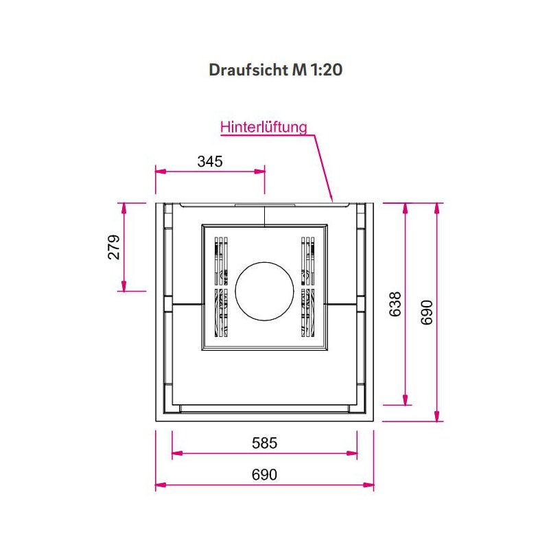 Kaminbausatz Camina S12 Kurz - 4 kW - Speicherkamin