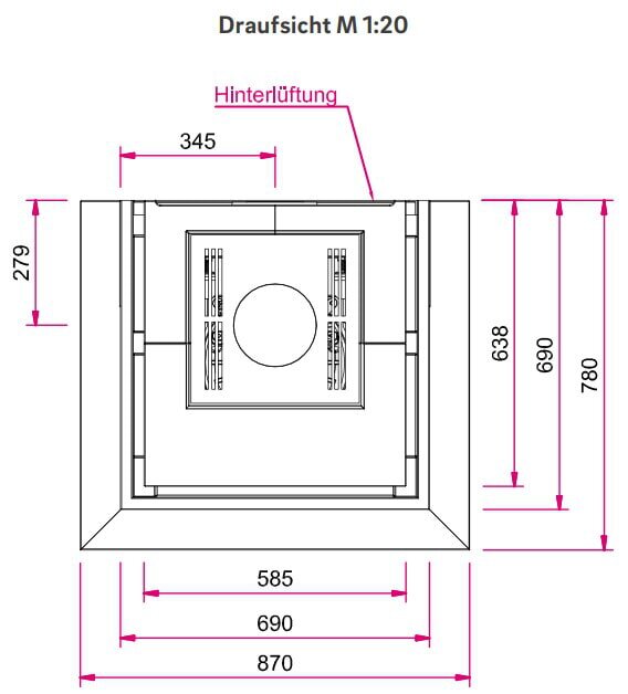 Kaminbausatz Camina S12 Kurz - 4 kW - Speicherkamin