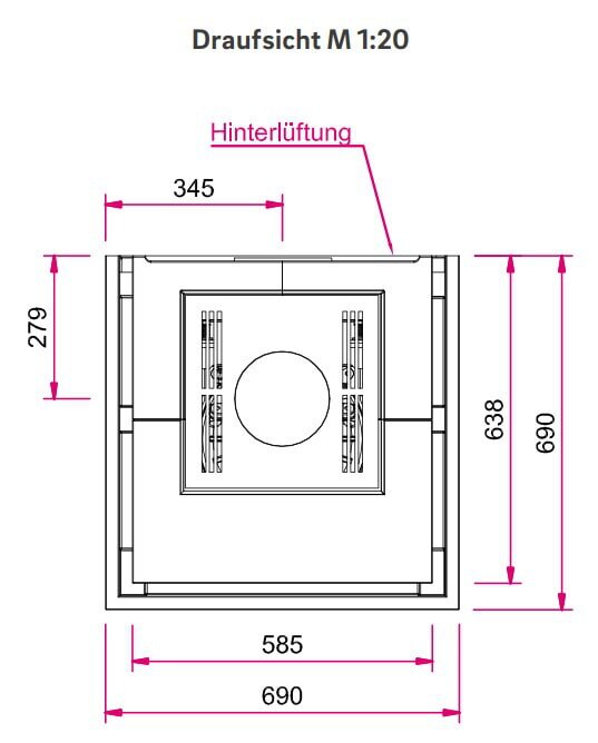 Kaminbausatz Camina S12 Kurz - 4 kW - Speicherkamin