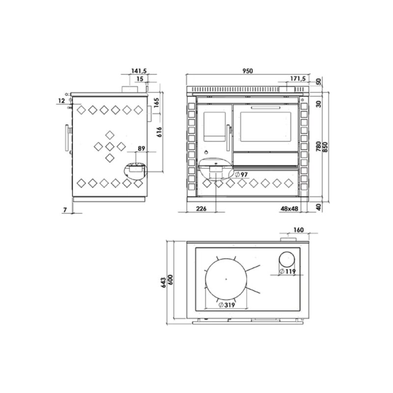 Küchenherd Greithwald Tyrola TRC 95 - 7,5 kW