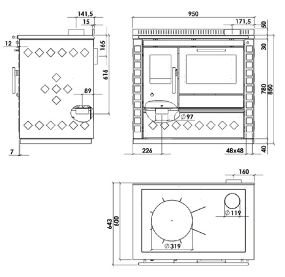 Küchenherd Greithwald Tyrola TRC 95 - 7,5 kW
