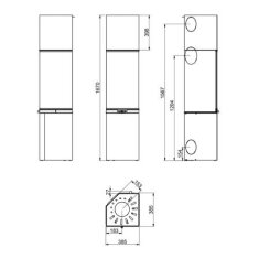 Kaminofen SCAN 80-4 Hightop - Sockel mit Tür - 6 kW - Schwarz