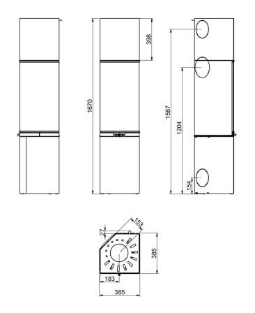Kaminofen SCAN 80-4 Hightop - Sockel mit Tür - 6 kW - Schwarz