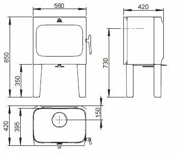Kaminofen Gussofen Jotul F 305 C LL (Konvektionsofen mit langen Beinen) - 7 kW