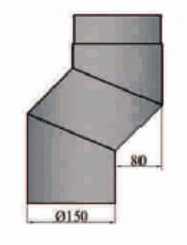 S-Bogen 80 mm Versatz Ø150 x 2 mm, Farbe schwarz