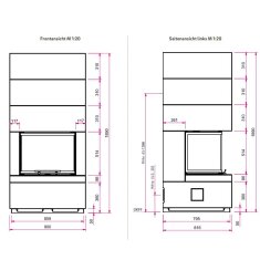 Kaminbausatz Camina S13 - 9 kW - Speicherkamin - Speicherbeton - hochschiebbar