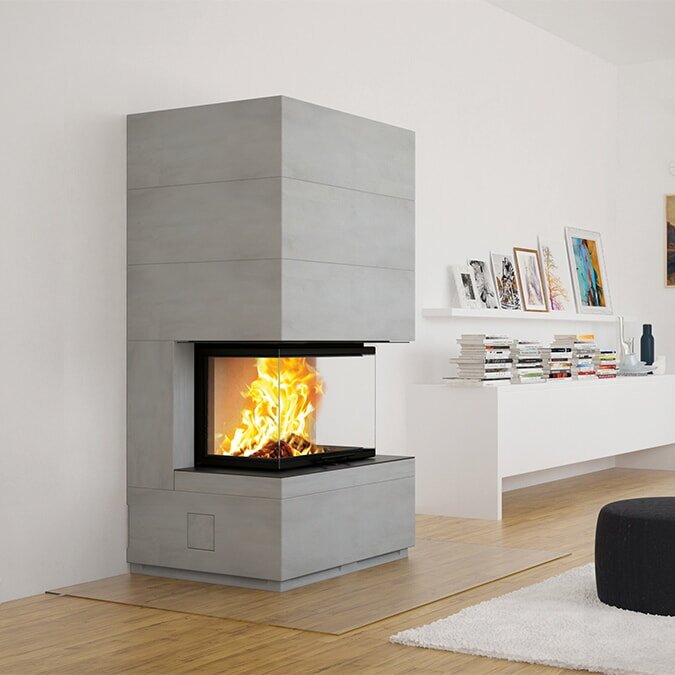 Kaminbausatz Camina S13 - 9 kW - Speicherkamin - Speicherbeton - hochschiebbar