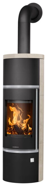 Kaminofen Oranier Corso W+ 2.0 - 7 kW - Stahl Schwarz - Verkleidung Kalkstein Cream