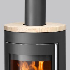 Kaminofen Oranier Rota Tre 2.0 - 5,5 kW - Stahl Schwarz - Abdeckplatte Sandstein ( 3 Scheiben)