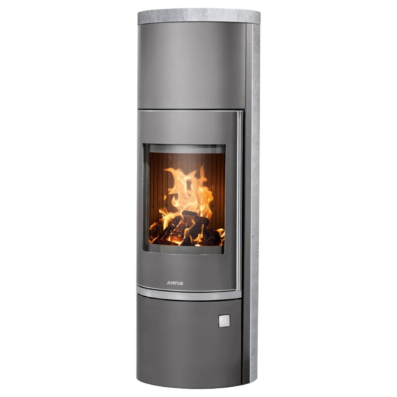 Kaminofen Justus Faro W+ 2.0 - 7 kW - Stahl Gussgrau - Verkleidung Speckstein