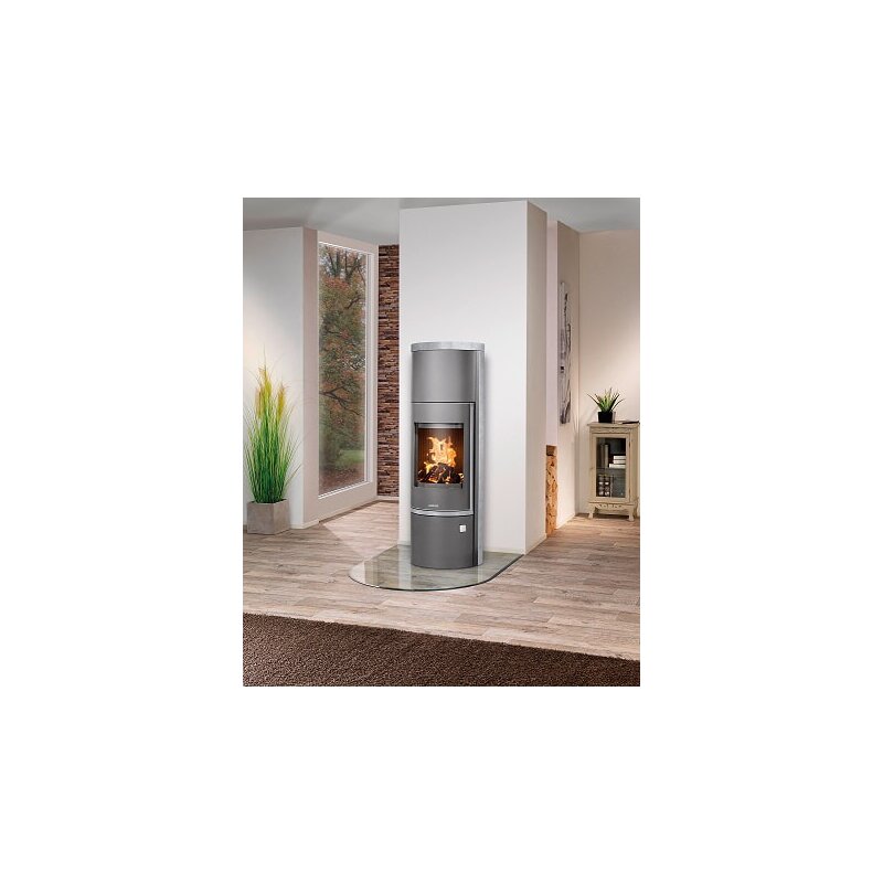 Kaminofen Justus Faro W+ 2.0 - 7 kW - Stahl Gussgrau - Verkleidung Speckstein