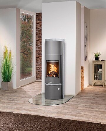 Kaminofen Justus Faro W+ 2.0 - 7 kW - Stahl Gussgrau - Verkleidung Speckstein