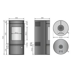 Kaminofen Justus Mino Top 2.0  - 5,5 kW - Stahl Schwarz - Abdeckplatte Stahl Schwarz