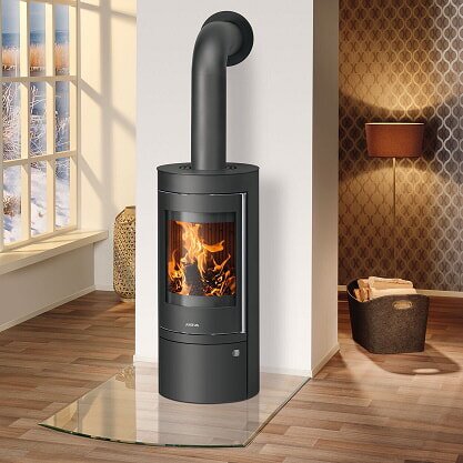 Kaminofen Justus Mino Top 2.0  - 5,5 kW - Stahl Schwarz - Abdeckplatte Stahl Schwarz