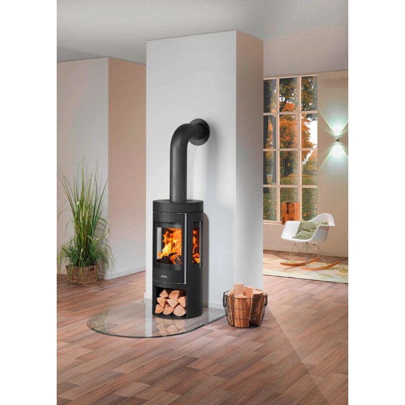 Kaminofen Justus Mino Trios 2.0 - 5,5 kW - Stahl Schwarz - Abdeckplatte Stahl Schwarz