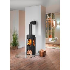 Kaminofen Justus Mino Trios 2.0 - 5,5 kW - Stahl Schwarz - Abdeckplatte Stahl Schwarz