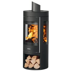 Kaminofen Justus Mino Trios 2.0 - 5,5 kW - Stahl Schwarz - Abdeckplatte Stahl Schwarz