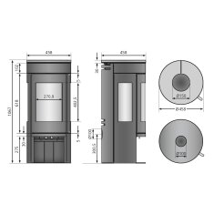 Kaminofen Justus Mino Trios 2.0 - 5,5 kW - Stahl Schwarz - Abdeckplatte Stahl Schwarz