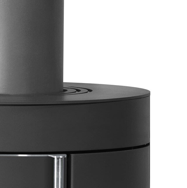 Kaminofen Justus Mino Trios 2.0 - 5,5 kW - Stahl Schwarz - Abdeckplatte Stahl Schwarz