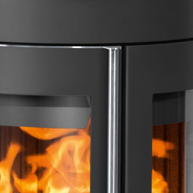 Kaminofen Justus Mino Trios 2.0 - 5,5 kW - Stahl Schwarz - Abdeckplatte Stahl Schwarz