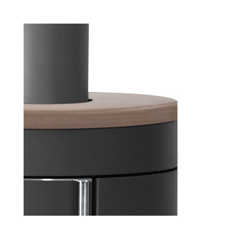 Kaminofen Justus Mino 2.0 - 5,5 kW - Stahl Schwarz - Abdeckplatte Keramik Grappa