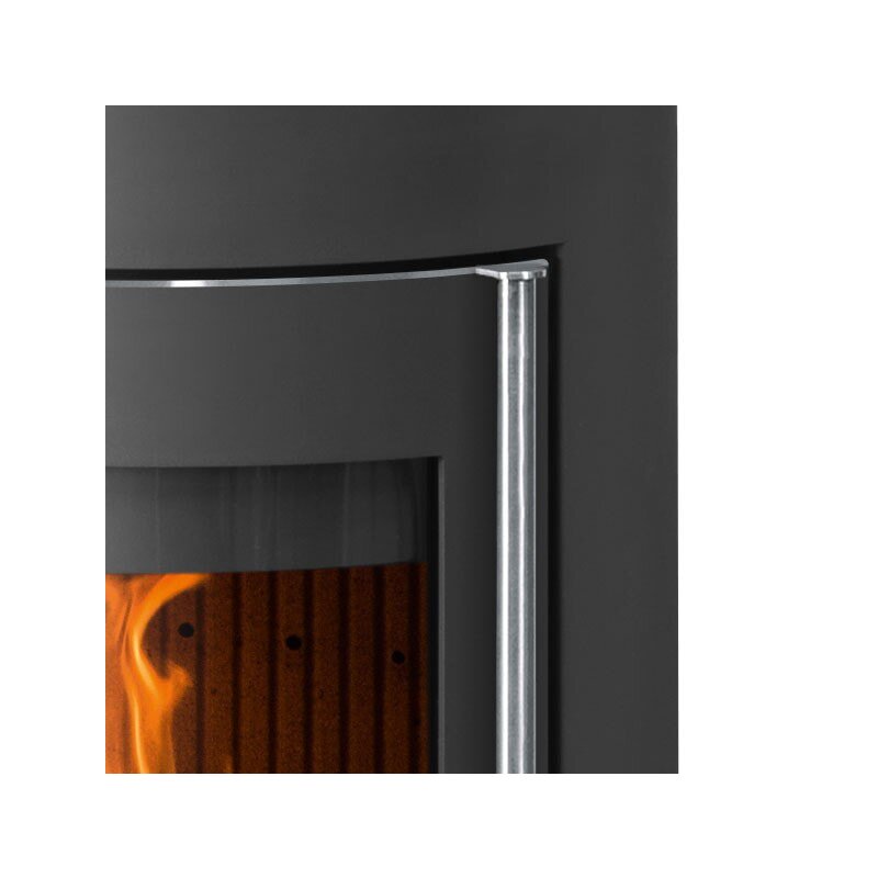 Kaminofen Justus Mino 2.0 - 5,5 kW - Stahl Schwarz - Abdeckplatte Keramik Grappa