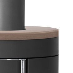 Kaminofen Justus Mino 2.0 - 5,5 kW - Stahl Schwarz - Abdeckplatte Keramik Grappa