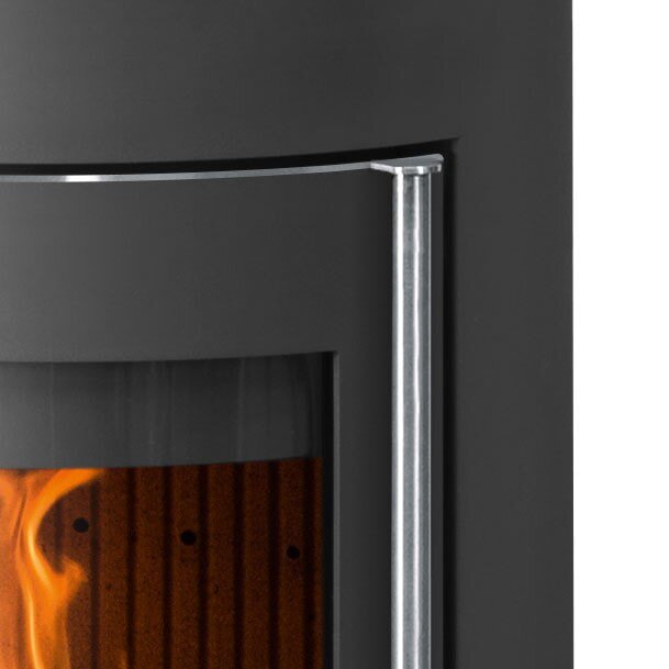 Kaminofen Justus Mino 2.0 - 5,5 kW - Stahl Schwarz - Abdeckplatte Keramik Grappa