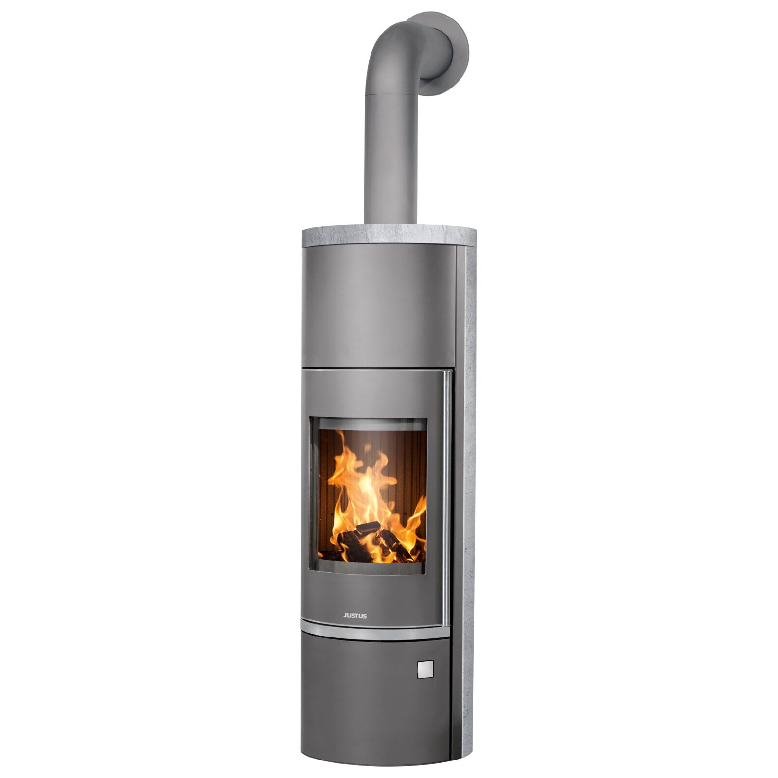 Kaminofen wassergeführt Justus Faro Aqua 2.0 - 8,5 kW - Stahl Gussgrau - Verkleidung Speckstein