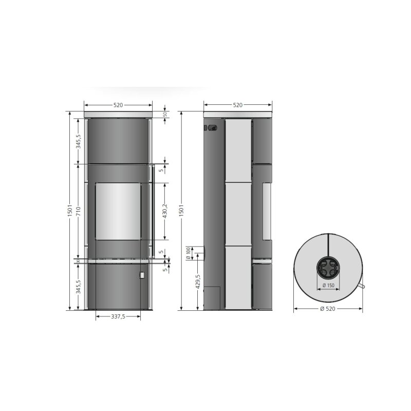 Kaminofen wassergeführt Justus Faro Aqua 2.0 - 8,5 kW - Stahl Schwarz - Verkleidung Sandstein